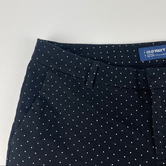 Old Navy Harper Pants Womens 8 Regular Mid Rise Black White Polka Dot - Picture 5 of 10